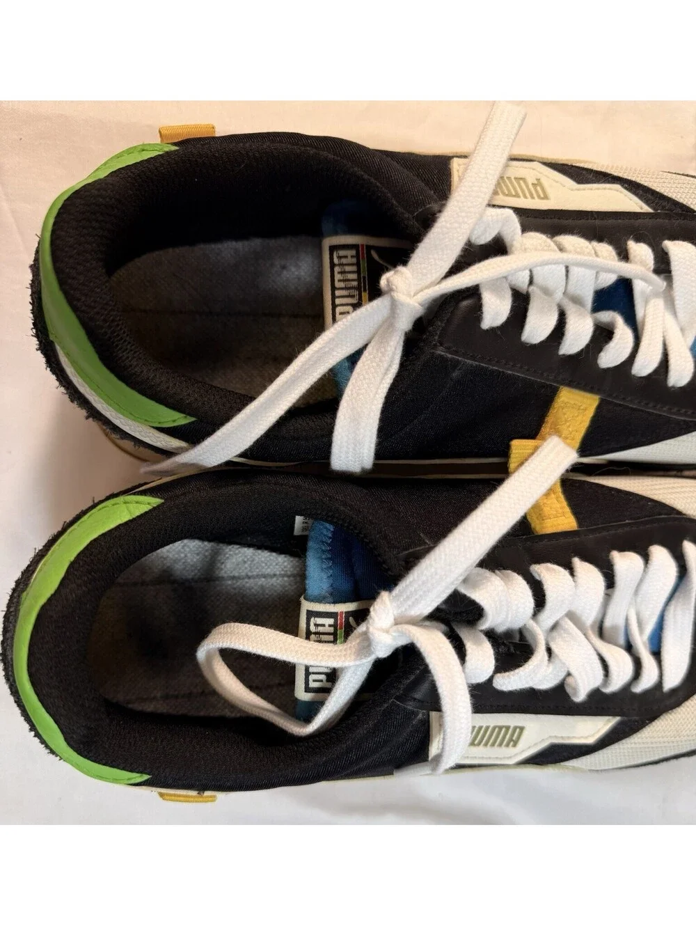 Puma Men's Future Rider WH Casual Sneakers Mesh Black White Blue Size 9